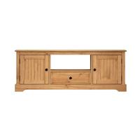 NESTLUNE Country TV Unit Widescreen 2 Door 1 Drawer Media Solid Wood Pine in Brown | Size: 100 cm x 15 cm NESTLUNE Brown 100 cm x 15 cm