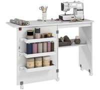 NESTLUNE Foldable Drop Leaf Sewing Craft Table Wheeled White | Size: 100 cm x 100 cm NESTLUNE White 100 cm x 100 cm