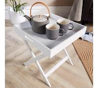 NESTLUNE Folding Butlers Side Table Portable White | Size: 100 cm x 15 cm NESTLUNE White 100 cm x 15 cm