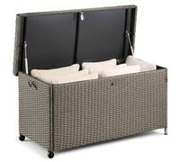 NESTLUNE Garden Storage Box 290L, Grey Rattan Outdoor Storage | Size: 100 cm x 15 cm NESTLUNE Grey 100 cm x 15 cm
