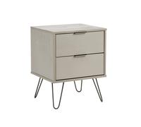 NESTLUNE Grey Bedside 2 Drawers Washed Pine | Size: 100 cm x 15 cm NESTLUNE Grey 100 cm x 15 cm