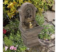 NESTLUNE Large Solar Water Feature Outdoor Garden Lion Statue in Grey | Size: 100 cm x 15 cm NESTLUNE Grey 100 cm x 15 cm