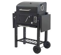 NESTLUNE Large Steel Charcoal BBQ Grill with Warming Rack Portable in Black | Size: 100 cm x 100 cm NESTLUNE Black 100 cm x 100 cm