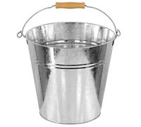 NESTLUNE Metal Bucket Tin Pot Garden Planter Wooden Handle Ice Bucket in Silver | Size: 100 cm x 15 cm NESTLUNE Silver 100 cm x 15 cm