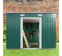 NESTLUNE Metal Garden Shed 8 X 4ft Outdoor Yard Storage Tool House in Green | Size: 100 cm x 100 cm NESTLUNE Green 100 cm x 100 cm