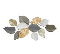 NESTLUNE Modern Wall Art with Leaf Design, Metal Hanging Decoration | Size: 100 cm x 15 cm NESTLUNE Multicolor 100 cm x 15 cm