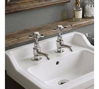 NESTLUNE Nuie Beaumont Basin Taps Pair Deck Mounted Brass in Silver | Size: 10000mm x 520mm NESTLUNE Silver 10000mm x 520mm