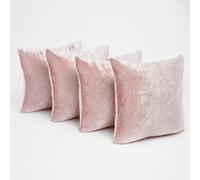 NESTLUNE Pink Crushed Velvet Set of 4 x Cushion Covers Case Plain | Size: 100 cm x 190 cm NESTLUNE Pink 100 cm x 190 cm