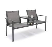 NESTLUNE Seat for Garden, Grey Textilene Jack & Jill Loveseat | Size: 100 cm x 15 cm NESTLUNE Grey 100 cm x 15 cm