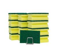 NESTLY Sponges, Eco Non-Scratch Scrub Pads, Dish Scrubber for Cleaning Kitchen and Dish Cleaning,12 Scrubbing Sponges+ Draining Rack