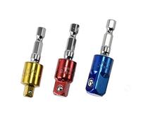 NestNook 3-Piece 360° Rotatable Socket Adapter Set, Impact Driver Conversion Tool, 1/4" Hex Shank to 1/4" 3/8" 1/2" Square Drive