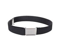NestNook Kids Belt Adjustable Belts for Boys and Girls Elastic Stretch Belts with Silver Square Buckle (Black)