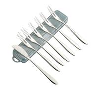 NestNook Two Tine Dessert Fork Set of 6 Cake Forks and 1 Cake Knife Stainless Steel Tea Forks Silver Pastry Forks 13 CM(5.12 Inch) Small Forks for Cake Appetizer Fruit