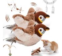 Nestoly Cat Toy, Nestoly Bird Cat Toy, Interactive Chirping & Flapping Toys for Pets, Flying Simulation Electric Sparrow, With Automatic Obstacle Sensor, Lifelike Chirp Tweet, for Indoor Cats (2PCS)