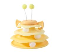 Nestoly Interactive 3-Layer Cat Toy, Self-Play Activity Toy, For Indoor Cats to Stay Active and Exercise (Yellow)