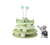 Nestoly Interactive 3-Layer Cat Toy Tower, with Rotating Bee and Rolling Balls, 3 Levels for Chase for Indoor Cats to Stay Active and Exercise Self-Play Activity Toy (Green)