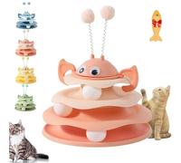 Nestoly Interactive 3-Layer Cat Toy Tower with Rotating Bee and Rolling Balls, 3 Levels for Chase, Self-Play Activity Toy, for Indoor Cats to Stay Active and Exercise (Pink)