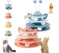 Nestoly Interactive 3-Layer Cat Toy Tower with Rotating Bee and Rolling Balls, 3 Levels for Chase, Self-Play Activity Toy, for Indoor Cats to Stay Active and Exercise (Pink+Blue)