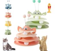 Nestoly Interactive 3-Layer Cat Toy Tower with Rotating Bee and Rolling Balls, 3 Levels for Chase, Self-Play Activity Toy, for Indoor Cats to Stay Active and Exercise (Pink+Green)