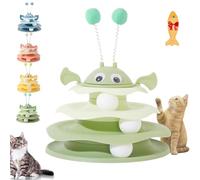Nestoly Interactive 3-Layer Cat Toy Tower with Rotating Bee and Rolling Balls, 3 Levels for Chase, Self-Play Activity Toy, for Indoor Cats to Stay Active and Exercise (Green)