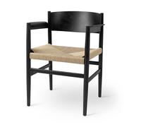 Nestor Dining Chair w. Armrests Black Beech/Paper Yarn