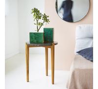 Nestor - Teak and black marble side table Black