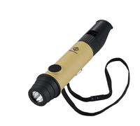 NESTOUT 3-in-1 Flashlight, Lantern & Whistle, IP44 Water-Resistant, Dust-Resistant, AAA Battery Powered, Compact for Hiking, Camping, Rescue, Emergency, Lanyard Included (Beige)