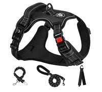 NESTROAD Black Dog Vest Harness, No Pull Adjustable Harness and Lead Set for Large Dogs, Size XL of Neck 17~25" Chest 21~35", Anti Pull Escape Proof Dog Lifting with Seat Belt for Car