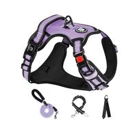 NESTROAD Dog Harness Large Dog No Pull Pet Harness and Lead Set,Reflective Adjustable Padded, No-Choke with Easy Control Handle for Training or Walking,Light PurpLe,XL