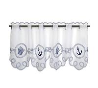 Net Curtain FRIGATE for Kitchen, Bathroom, Children Bedroom and Living Room / Half Curtain with Maritime Motif / 45x115 cm / Modern transparent Curtain