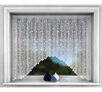 Net Curtain Jardiniere, White Nets Lace Ready to Hang, Ellie, 150" x 48"