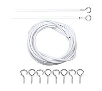 Net Curtain Wire Set With Cable and Eyes Hook for Rails - White Plastic 1 Meter Kit