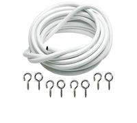 Net Curtain Wire Various Lengths with Screw Hooks and Eyes White Cable Window (5m)