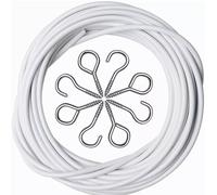 Net Curtain Wire with Hooks and Eyes - 10m Extra Strong with 20 Hooks and 20 Eyes - Perfect Curtain Wire Kit, White