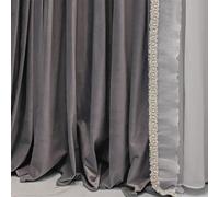 Net Curtains For Windows Curtains for Living Room Romantic Dining Bedroom Windows grey Velvet High Shading Stitching Lace Solid Color(W150cmxH250cm 1PC)