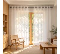 Net Curtains for Windows Soft Natural Drape, Lightweight 196x125cm White | Voile Curtains & Drapes Sun Blocking Room Darkening Thermal Eyelet Style For Kitcken Bedroom