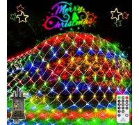 Net Lights Outdoor 200 LED 3Mx2M Christmas Mesh Fairy Lights Multicoloured | String Lights Plug in 8 Modes Remote Control Timer Dimmable IP44 Waterproof for Outside Bush Window Garden Party Decorations
