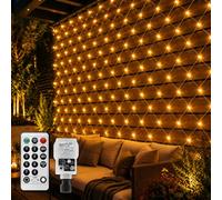 Net Lights Outdoor Fairy Lights Plug In, 3.6x1.5M 200LED Mesh Net Fairy Lights for Bushes,Christmas Garden Light Waterproof with Remote Timer 8Modes Connectable,Black Wire for Balcony Tree(Warm White)