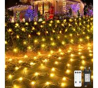 Net Lights Outdoor Indoor, 300LED Christmas Outdoor Mesh, 14.8x4.9 ft Fairy String Remote Control 8 Modes Green Wire, Connectable Waterproof Decorative for Bushes Tree Garden Halloween, Warm White
