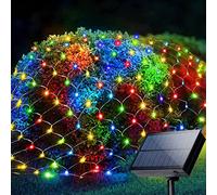 Net Mesh String Lights,KINGCOO Waterproof 200LEDs 3m*2m 8 Modes Solar String Lights Christmas Tree-wrap Wedding Decorative Lights for Window Wall Sweetheart Table Background Camping Beach (Multicolor)
