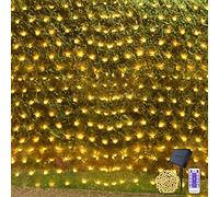 Net String Lights Outdoor Christmas Light Solar Powered 15 x 5ft Mesh Tree wrap Fairy Light Garden Twinkle Light with Remote for Lawn Fence Indoor Xmas Decor(Warm White)