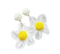 Net Tulle Blossom Earrings, Artistic Handcrafted Jewelry | Unique 3D Floral Statement Ear Studs for Party Wedding Occasions, Lightweight Accessories for Ladies