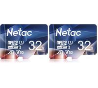 Netac 32GB MicroSDHC Memory Card, Micro SD Card R/W up to 90/10MB/s, TF Card 4K Full HD Video Recording, UHS-I, C10, U1, A1, V10, for Camera, Smartphone, Security System, Drone, Dash Cam (Pack of 2)