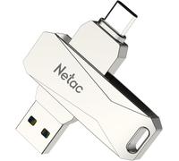 Netac 64GB USB Flash Drive 2-in-1 USB 3.1/Type-C, Rotatable Thumb Drive for Smartphones, Mac, Windows, PC, iPad - High-Speed Portable Metal Flash Memory Stick (360° Design, Plug & Play), U782C