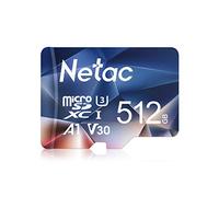 Netac MicroSDXC Memory Card 512GB, Micro SD Card, 4K Full HD Video Recording, UHS-I, C10, U3, A1, V30, for Camera, Smartphone, Security System, Drone, Dash Cam