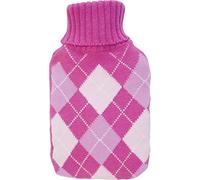 Netagon 2 Litre Hot Water Bottle and Soft Knitted Cover - Great Gift idea for Both Children & Adults (Pink Diamond Pattern)