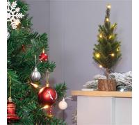 Netagon Battery Operated Wooden Effect Mini Christmas Tree with Lights in Green Netagon Green