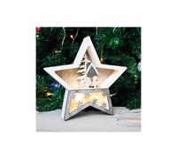 Netagon Battery Powered Wooden Light Up Christmas Star in White Netagon White
