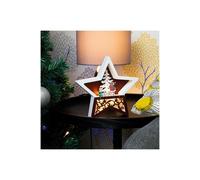 Netagon Battery Powered Wooden Light Up Christmas Star in White Netagon White
