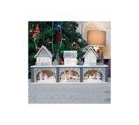 Netagon Battery Powered Wooden Light Up Festive Scene in White Netagon White